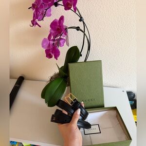 New Gucci Men’s Leather Belt 110 cm Black with Dust Bag